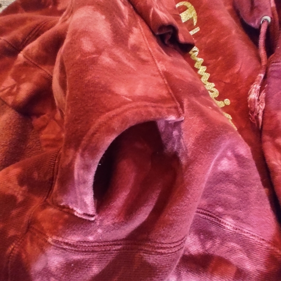 Champion Reverse Weave Tie Dye Red Sweatshirt Pullover Size Small - Picture 8 of 11